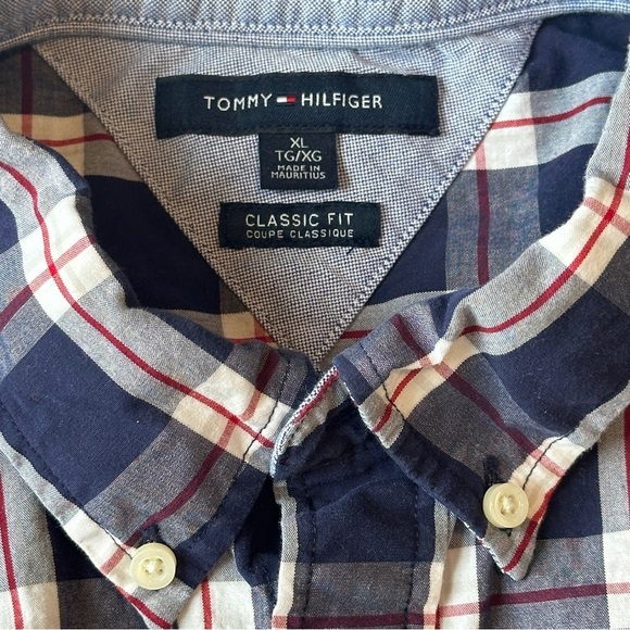 Tommy Hilfiger Classic Fit Buttondown Shirt Blue Plaid Check Men’s XLT - Picture 4 of 5